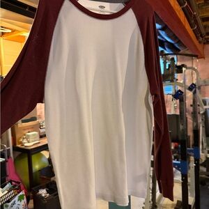 Old Navy Maroon and White Shirt